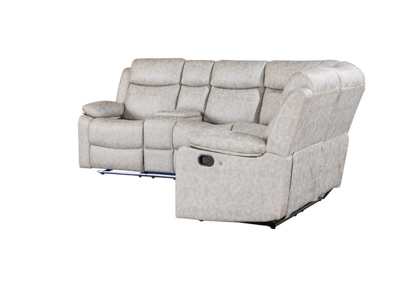 Global Furniture USA- U6026 Light Grey 9 Sectional With Led And 2 Recliners