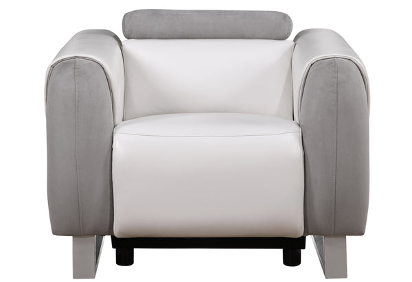 Global Furniture USA U8520 Blanche 3-Piece Wht/Gry Recliner Sofa Set