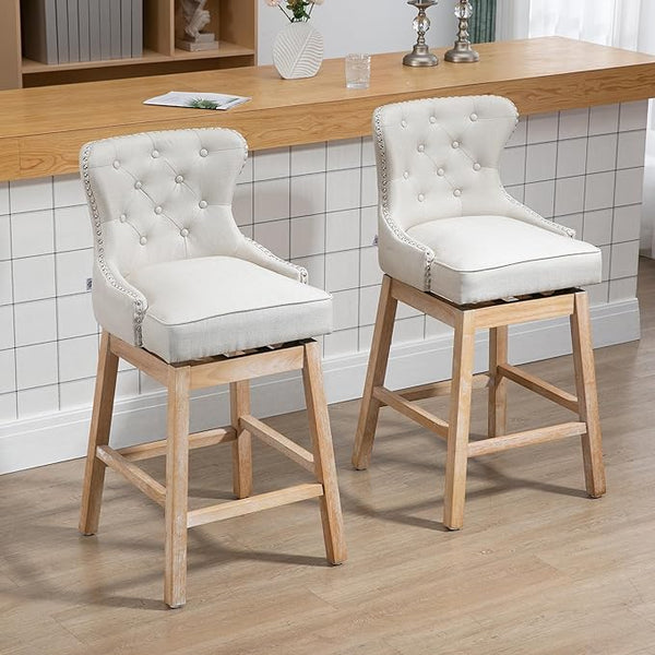 Upholstered Bar Stools with Backs with Swivel Feature, Set of 4