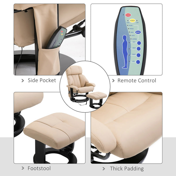 Wayne Recliner Chair with 10 Point Vibration  Massage and Footstool