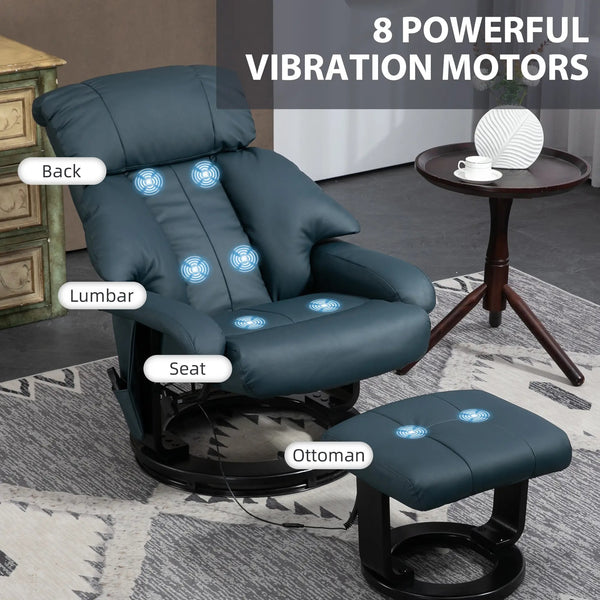 Wayne Recliner Chair with 10 Point Vibration  Massage and Footstool