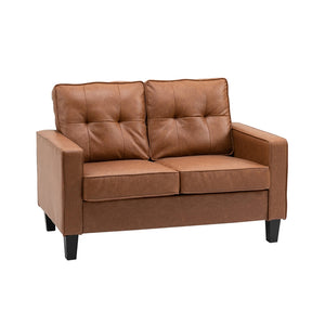 Compact Comfort: 2-Seater Tufted Small Sectional Sofa with Armrest in Brown, 51.5