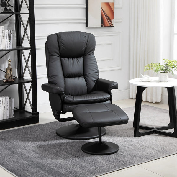 Carmen Swivel Recliner Chair with Ottoman with Round Wrapped Base