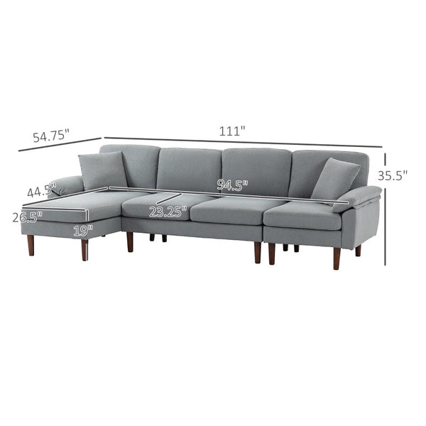 L Shape Sofa Modern Sectional Couch with Reversible Chaise Lounge