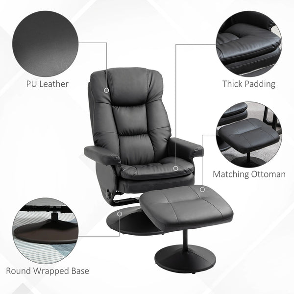 Carmen Swivel Recliner Chair with Ottoman with Round Wrapped Base