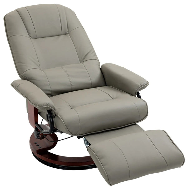 Cruz Swivel Recliner Chair with Footrest, Armrest and Wood Base