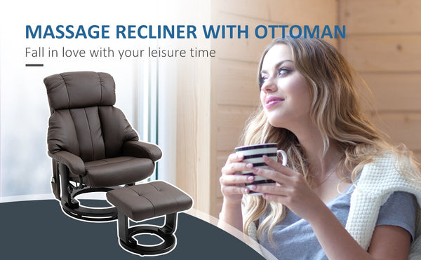 Wayne Recliner Chair with 10 Point Vibration  Massage and Footstool