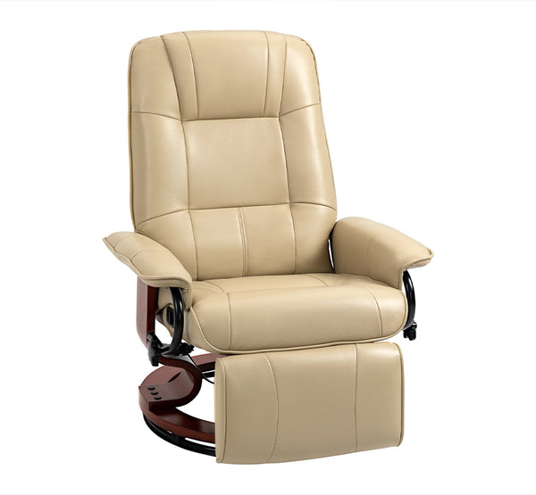 Cruz Swivel Recliner Chair with Footrest, Armrest and Wood Base