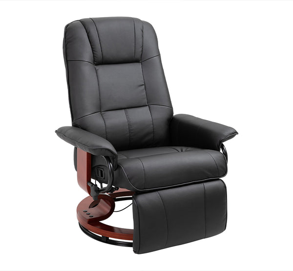 Cruz Swivel Recliner Chair with Footrest, Armrest and Wood Base