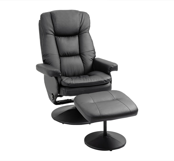 Carmen Swivel Recliner Chair with Ottoman with Round Wrapped Base