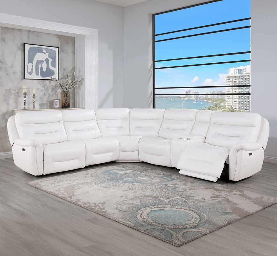 Blanche White Power Reclining Sectional L Shaped Couch Home