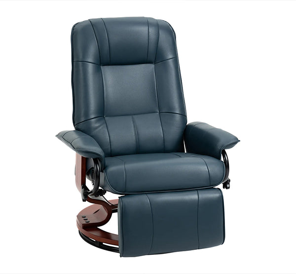 Cruz Swivel Recliner Chair with Footrest, Armrest and Wood Base