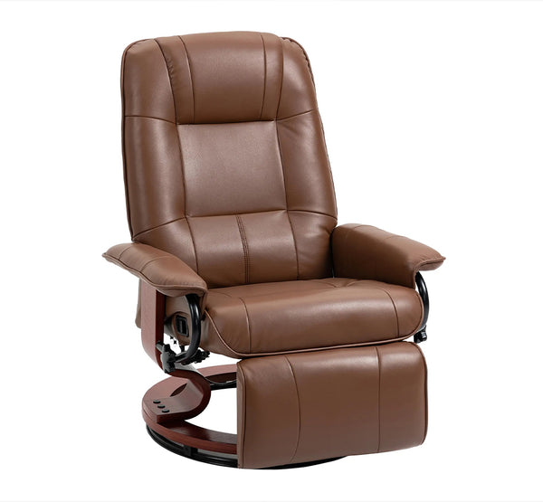 Cruz Swivel Recliner Chair with Footrest, Armrest and Wood Base