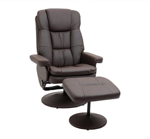 Carmen Swivel Recliner Chair with Ottoman with Round Wrapped Base