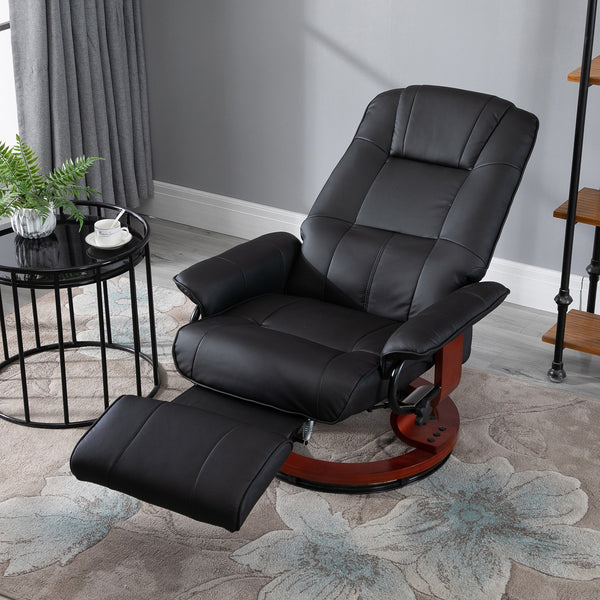 Cruz Swivel Recliner Chair with Footrest, Armrest and Wood Base