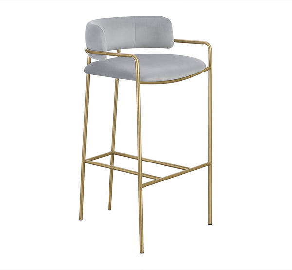 Comstock Upholstered Low Back Stool Grey and Gold