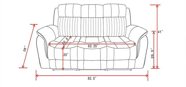 Global Furniture USA U8517 3-Piece Grey Recliner Sofa Set