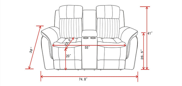 Global Furniture USA U8517 3-Piece Grey Recliner Sofa Set