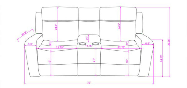 Global Furniture USA U6024 Dark Grey 3-Piece Reclining Sofa Set