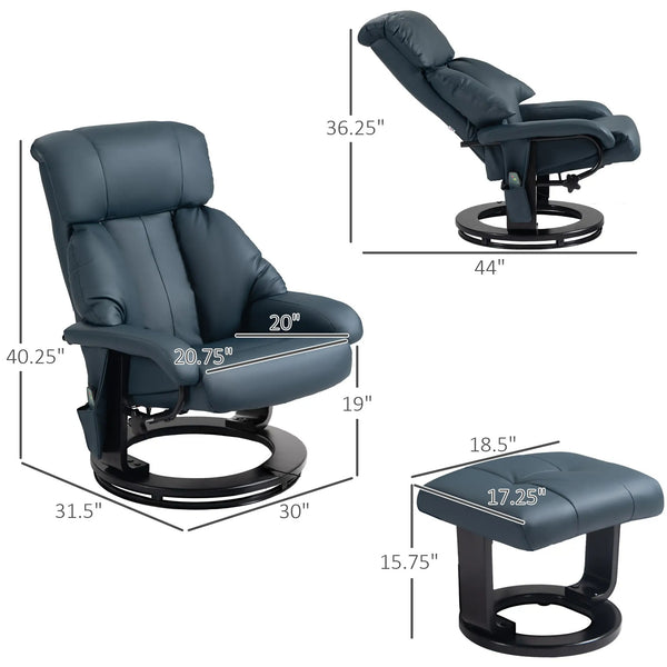 Wayne Recliner Chair with 10 Point Vibration  Massage and Footstool