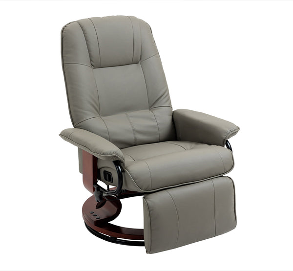 Cruz Swivel Recliner Chair with Footrest, Armrest and Wood Base