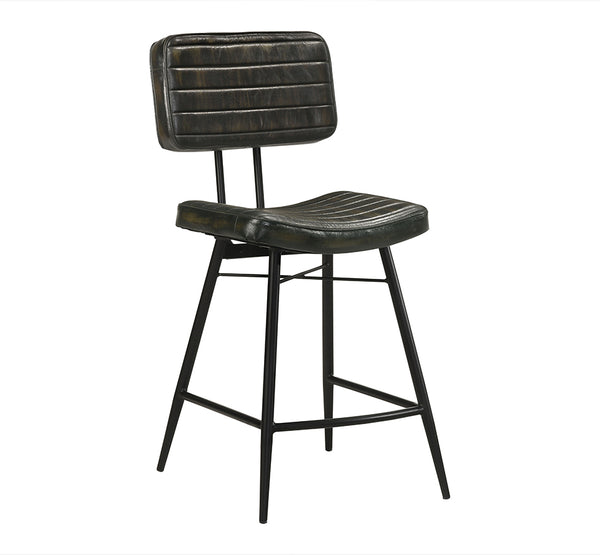 Premium Leather Counter Stool Antique Espresso Set of 2