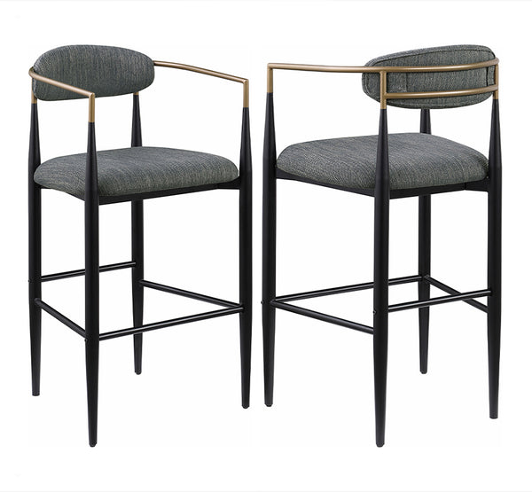 Tina Fabric Upholstered Bar Chair Dark Grey Set of 2