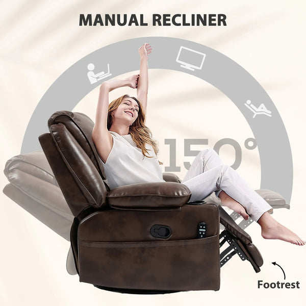 Tova Oversized Swivel Recliner Massage Chair with Footrest