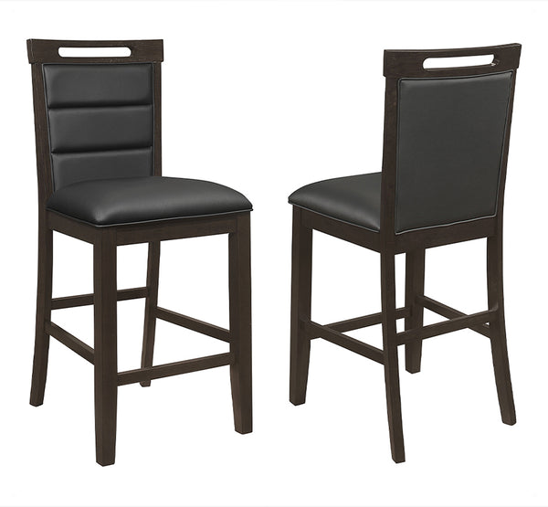 Coaster Upholstered Counter Height Chair Set of Two Black And Cappuccino