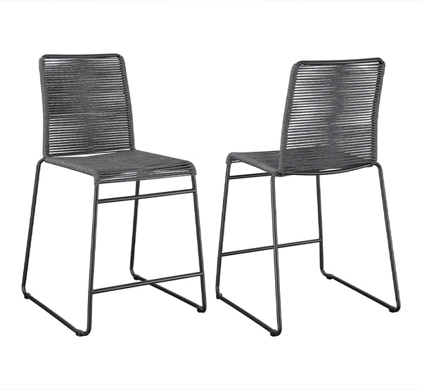 Jerome Woven Rope Metal Counter Chair Charcoal Set of 2