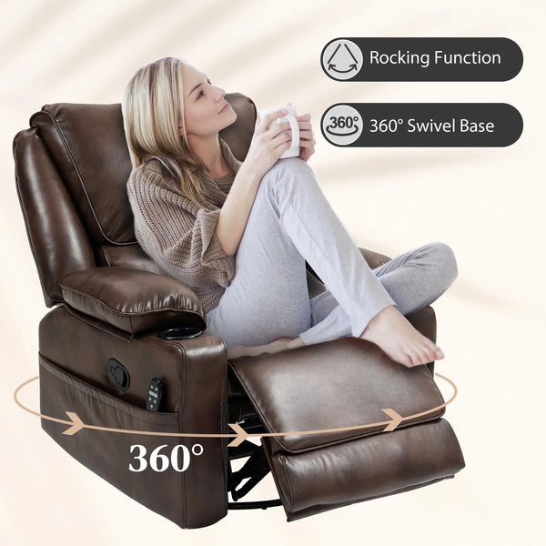 Tova Oversized Swivel Recliner Massage Chair with Footrest