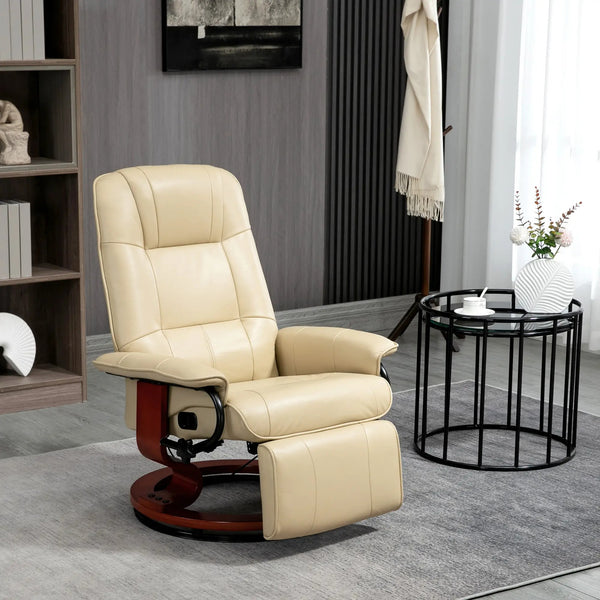 Cruz Swivel Recliner Chair with Footrest, Armrest and Wood Base