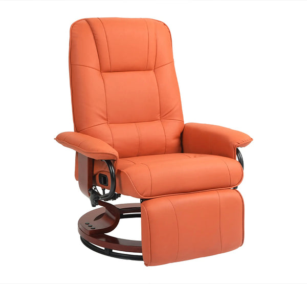 Cruz Swivel Recliner Chair with Footrest, Armrest and Wood Base