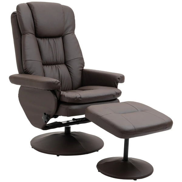 Carmen Swivel Recliner Chair with Ottoman with Round Wrapped Base