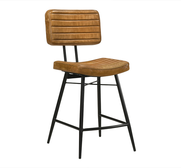 Premium Leather Counter Stools Antique Camel Set of 2