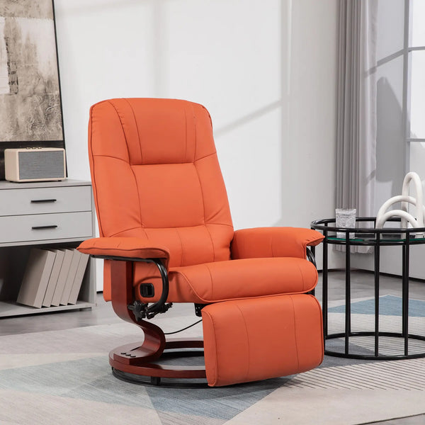 Cruz Swivel Recliner Chair with Footrest, Armrest and Wood Base