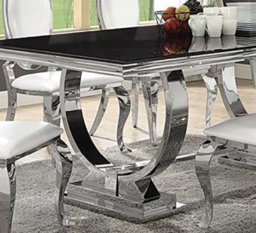 Antoine 5-piece Rectangular Glass Top Dining Set Chrome