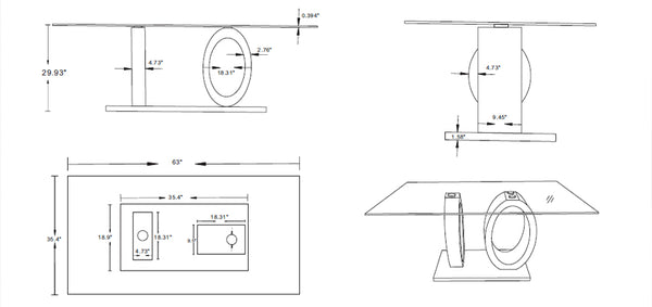 Global Furniture USA- D1628DT Dining Table Set For 4