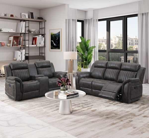 Global Furniture USA U8517 2-Piece Grey Recliner Sofa Set