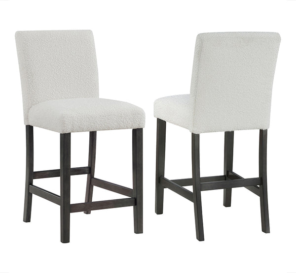 Alba Boucle Upholstered Counter Stools White and Charcoal Grey Set of 2