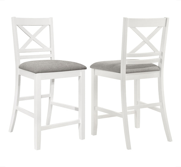 Hollis X-Back Counter Height Dining Chairs White and Grey Set of 2