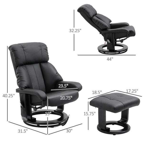 Wayne Recliner Chair with 10 Point Vibration  Massage and Footstool